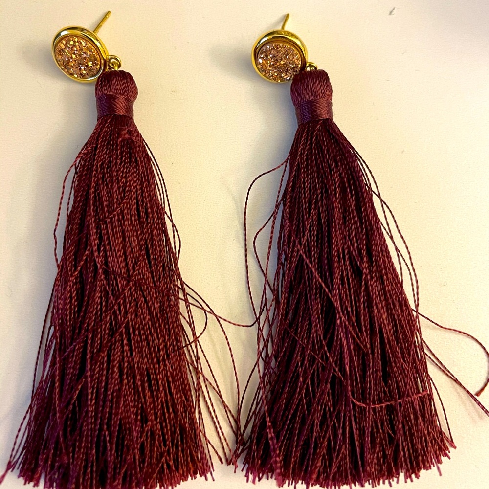 Maroon chandelier earrings
